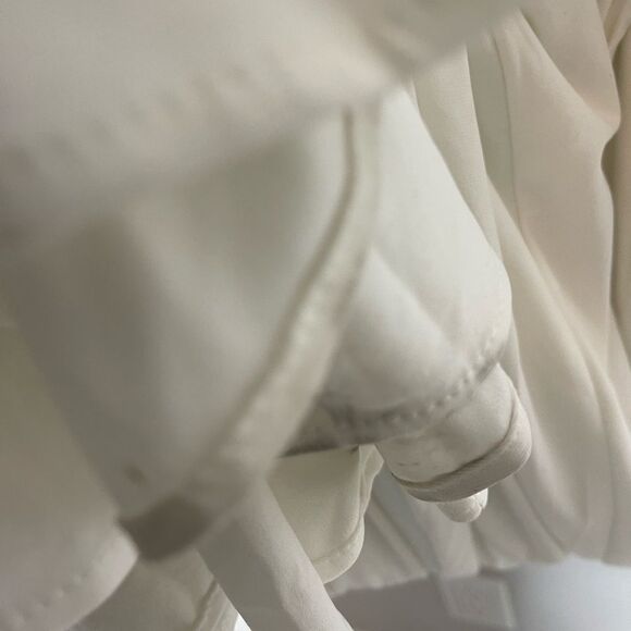 MAC DUGGAL BEADED CUFF DROP SHOULDER FAUX WRAP GOWN WHITE NWT (needs cleaning) - Picture 10 of 11